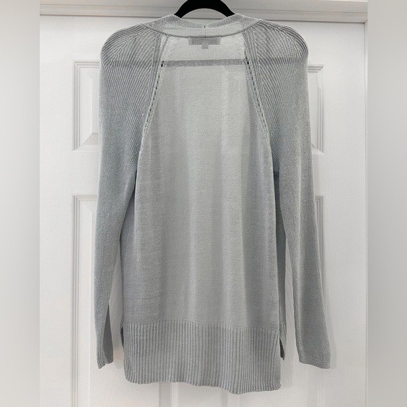 Loft Linen Blend Open Cardigan Pastel Light Blue coastal sz Medium - Picture 4 of 6